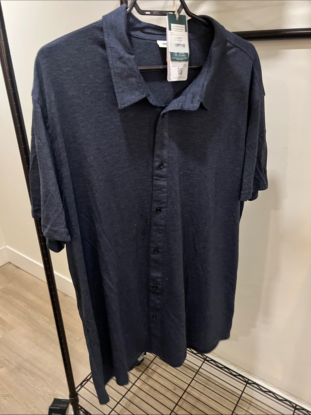 Tentree Navy Short-Sleeve Button-Up Shirt